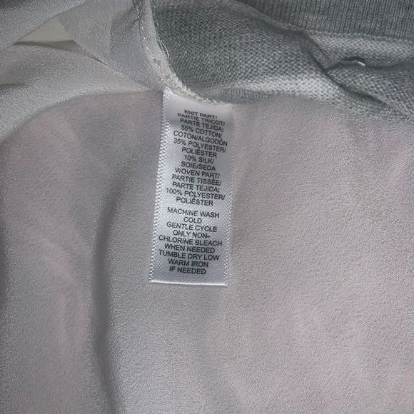 Loft Striped Grey Cream Sheer Top Blouse - Picture 3 of 3